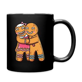Lebkuchen Plätzchen Paar Weihnachten Xmas Lover - Tasse einfarbig - Schwarz - Rechts