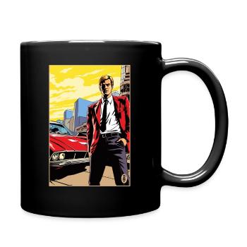 Popart Cartoon Traum-Ehepartner Mr. Handsome Man - Tasse einfarbig - Schwarz - Rechts