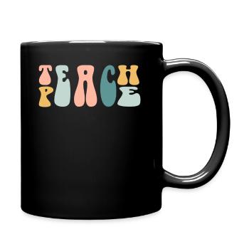 Teach Peace Word Game Groovy Hippie Teacher - Tasse einfarbig - Schwarz - Rechts