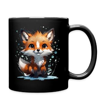Kleiner süßer Fuchs - Tasse einfarbig - Schwarz - Rechts