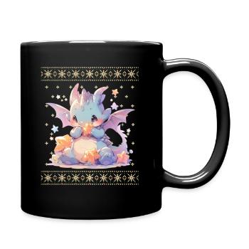 Kawaii Dragon in Ugly Christmas Sweater Style - Full Colour Mug - black - Right