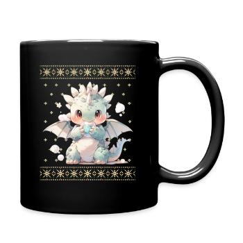 Kawaii Dragon in Ugly Christmas Sweater Style - Full Colour Mug - black - Right