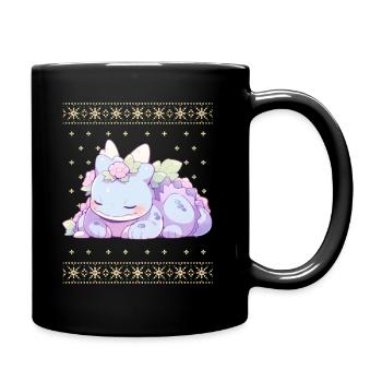 Kawaii Dragon in Ugly Christmas Sweater Style - Full Colour Mug - black - Right