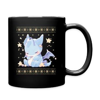 Kawaii Dragon in Ugly Christmas Sweater Style - Full Colour Mug - black - Right
