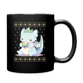 Kawaii Dragon in Ugly Christmas Sweater Style - Full Colour Mug - black - Right