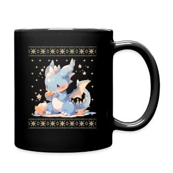 Kawaii Dragon in Ugly Christmas Sweater Style - Full Colour Mug - black - Right