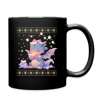 Kawaii Dragon in Ugly Christmas Sweater Style - Full Colour Mug - black - Right