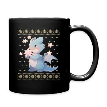 Kawaii Dragon in Ugly Christmas Sweater Style - Full Colour Mug - black - Right