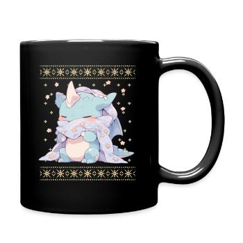 Kawaii Dragon in Ugly Christmas Sweater Style - Full Colour Mug - black - Right