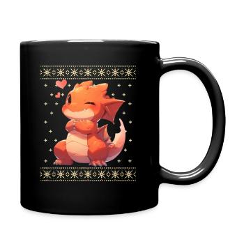 Kawaii Dragon in Ugly Christmas Sweater Style - Full Colour Mug - black - Right