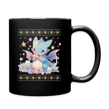 Kawaii Dragon in Ugly Christmas Sweater Style - Full Colour Mug - black - Right