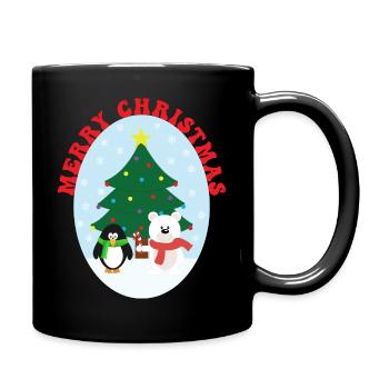 Joyeux Noël mignon pingouin et ours - Mug uni - noir - Droite