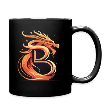 Buchstabe B mit Drache - Tasse einfarbig - Schwarz - Rechts