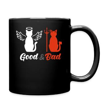 Good and Bad Cat T-Shirt - Full Colour Mug - black - Right