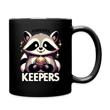 Naughty raccoon with shiny object - Full Colour Mug - black - Right