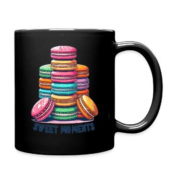 Stack of colorful macarons - Full Colour Mug - black - Right