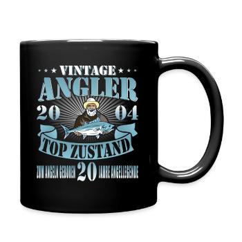 Angler 2004 Geburtstag Angeln Angelschein Geschenk - Tasse einfarbig - Schwarz - Rechts