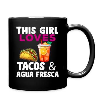 Tacos & Agua Fresca Fun Mexican Food Lover Comida - Tasse einfarbig - Schwarz - Rechts