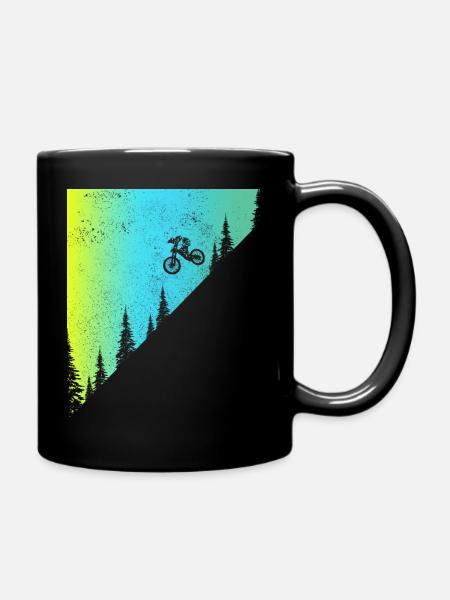Mountainbike MTB Downhill Biker Geschenk - Tasse einfarbig - Schwarz