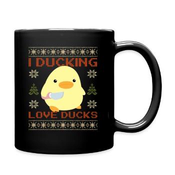Canard avec couteau Meme - J’aime les canards moche Noël - Mug uni - noir - Droite