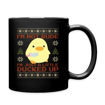 Canard Avec Couteau Meme Je suis canardé jusqu’à Noël moche - Mug uni - noir - Droite