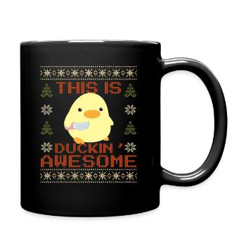 Duck with Knife Meme - Ducking awesome Christmas - Full Colour Mug - black - Right