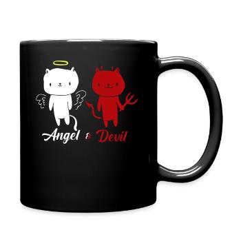 Angel and Devil Cat T-Shirt - Full Colour Mug - black - Right