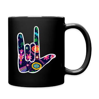 Ich liebe dich Gebärdensprache Slp - Tasse einfarbig - Schwarz - Rechts