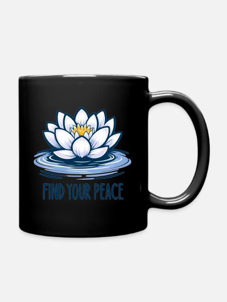 Lotusblume auf dem Wasser - Tasse einfarbig - Schwarz