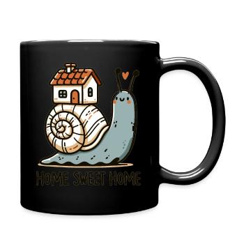 Schnecke mit Haus - Tasse einfarbig - Schwarz - Rechts