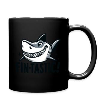 Shark with tooth grin - Full Colour Mug - black - Right