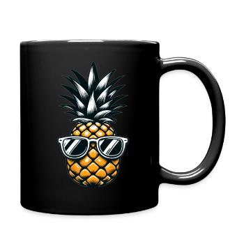 Pineapple with sunglasses - Full Colour Mug - black - Right