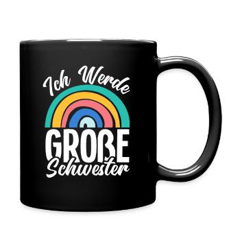 Ich werde große Schwester Regenbogen Geschenk - Tasse einfarbig - Schwarz - Rechts