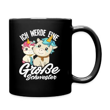 Ich werde große Schwester Einhörner Geschenkidee - Tasse einfarbig - Schwarz - Rechts