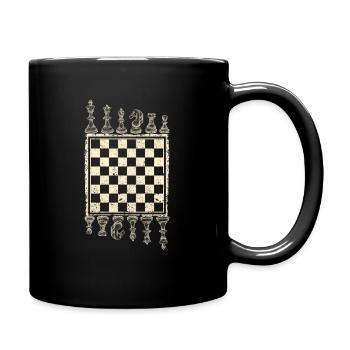 Damengambit Schachspielerfiguren Figuren Brett - Tasse einfarbig - Schwarz - Rechts