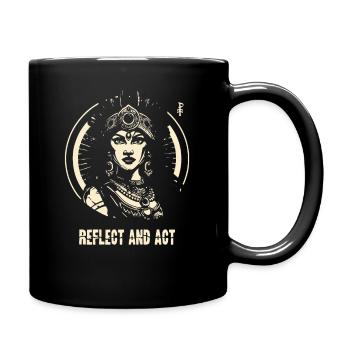 Reflect and act, indigenous woman - Full Colour Mug - black - Right