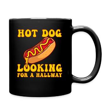 Hot-dog à la recherche d’un couloir - Mug uni - noir - Droite