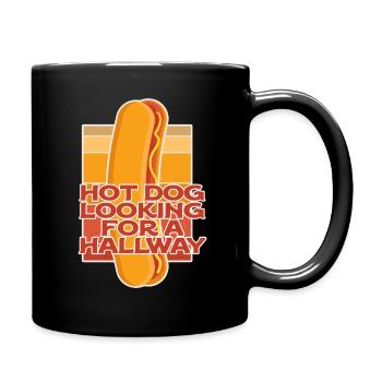 Hot Dog auf der Suche nach einem Flur - Tasse einfarbig - Schwarz - Rechts