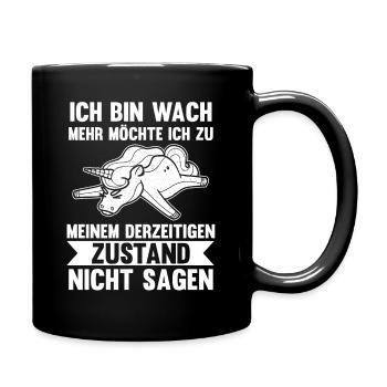 Morgenmuffel Faulenzer Einhorn - Tasse einfarbig - Schwarz - Rechts