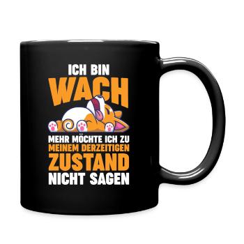 Morgenmuffel Faulenzer Hund - Tasse einfarbig - Schwarz - Rechts