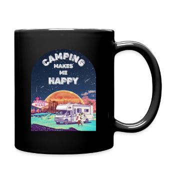 Camping makes me happy. Camping on Mars. - Tasse einfarbig - Schwarz - Rechts