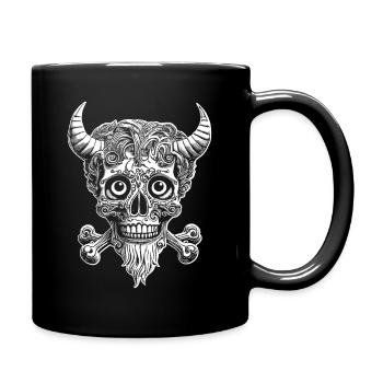 Rebell Skull comic vibes for true rockabilly fans - Full Colour Mug - black - Right