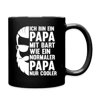 Papa Vater Bärtig Bartträger Schnurrbart Bart - Tasse einfarbig - Schwarz - Rechts