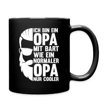 Opa Großvater Bärtig Bartträger Schnurrbart Bart - Tasse einfarbig - Schwarz - Rechts