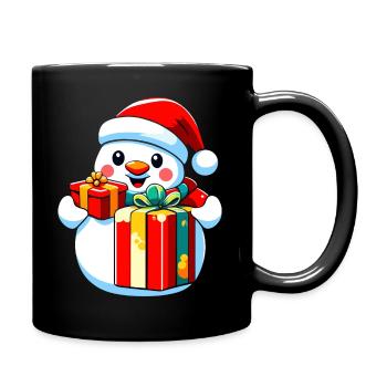 bonhomme de neige avec cadeaux - Mug uni - noir - Droite