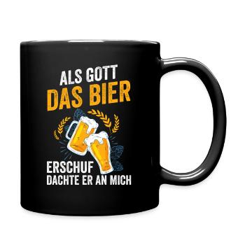 Als Gott Bier Erschuf Dachte Er An Mich - Tasse einfarbig - Schwarz - Rechts