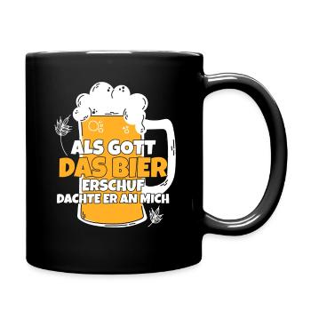 Als Gott Bier Erschuf Dachte Er An Mich - Tasse einfarbig - Schwarz - Rechts