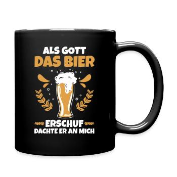 Als Gott Bier Erschuf Dachte Er An Mich - Tasse einfarbig - Schwarz - Rechts