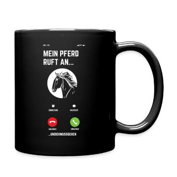 Pferd Reiterin Pferdefan Pony Voltigieren Pferdesp - Tasse einfarbig - Schwarz - Rechts