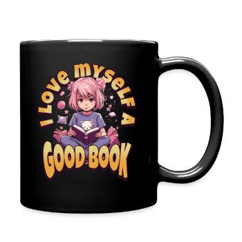 I love Books - Kawaii Anime Girl for Bookworms - Full Colour Mug - black - Right